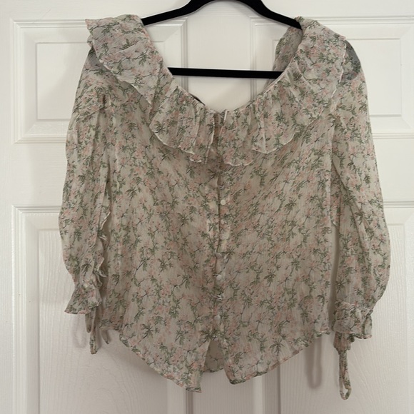 Paul & Joe Peasant Blouse w/Bow on Sleeve Button back size 2 - Picture 2 of 7
